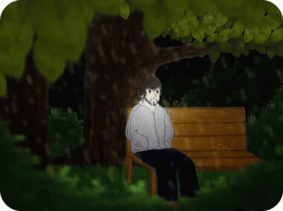 Person Sitting On Park Bench Under Tree GIF