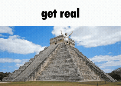 Person Sitting On Pyramid Saying Get Real GIF