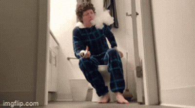 Person Sitting On Toilet Smoking GIF