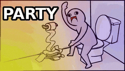 Person Sitting On Toilet With Party Above GIF