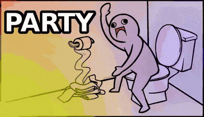Person Sitting On Toilet With Party Toilet Paper GIF
