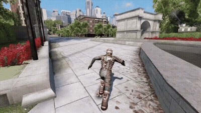 Person Skateboarding On Sidewalk In Front Of Building GIF