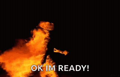 Person Standing Before Large Fire Ok Im Ready GIF