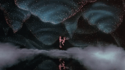 Person Standing In Clouds With Starry Sky GIF