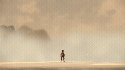 Person Standing In Desert With Mountain GIF
