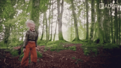 Person Standing In Forest With Word Hader GIF