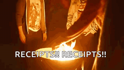 Person Standing In Front Of Fire Saying Receipts GIF