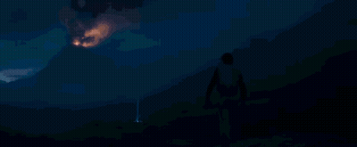 Person Standing In Front Of Large Fireball GIF