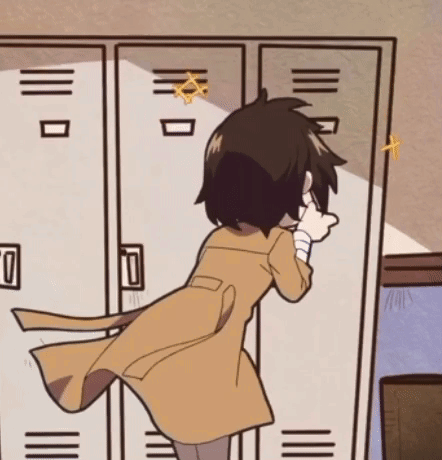 Person Standing In Front Of Lockers GIF