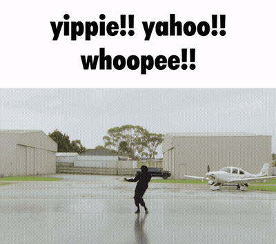 Person Standing In Front Of Plane Yahoo Whoopee GIF