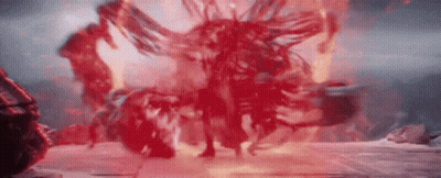 Person Standing In Front Of Red Explosion GIF