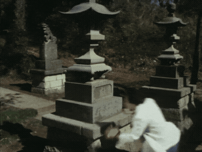 Person Standing In Front Of Statue That Says A GIF