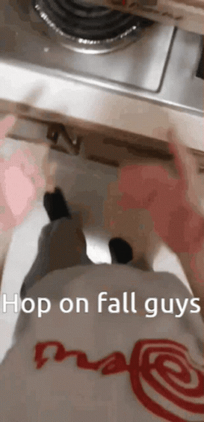 Person Standing In Front Of Stove Hop On Fall Guys GIF