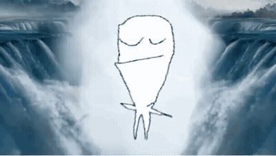 Person Standing In Front Of Waterfall Eyes Closed GIF