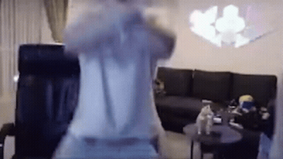 Person Standing In Living Room With Cat On Floor GIF