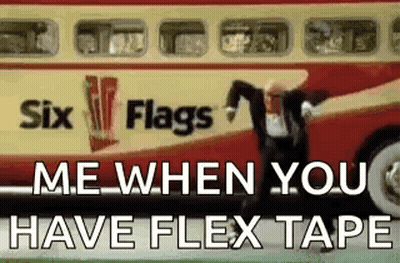 Person Standing Next To Bus Saying Me When You Have Flex Tape GIF