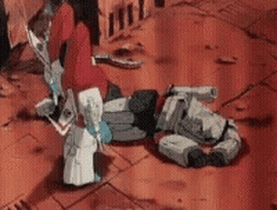 Person Standing Next To Robot Lying On Floor GIF