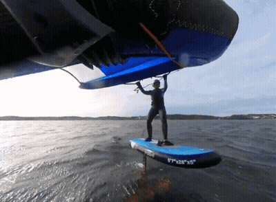 Person Standing On Board Saying 8' X 28' X 5 GIF