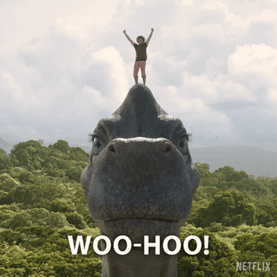 Person Standing On Dinosaur Saying Woo-Hoo GIF