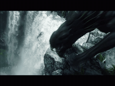 Person Standing On Rock Near Waterfall GIF