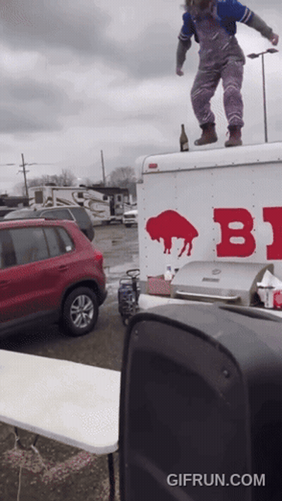 Person Standing On White Buffalo Truck GIF
