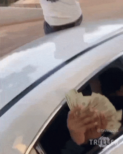 Person Standing On White Car GIF