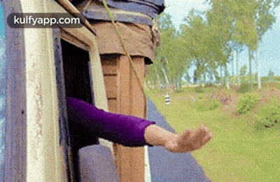 Person Sticking Hand Out Train Window GIF