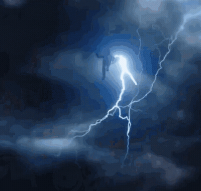 Person Struck By Lightning In Dark Sky GIF