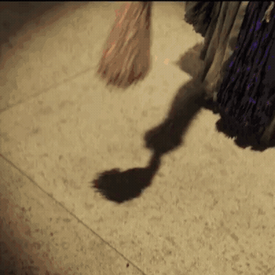 Person Sweeping Floor With Broom Casting Shadow GIF
