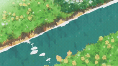 Person Swimming In River Surrounded By Flowers GIF