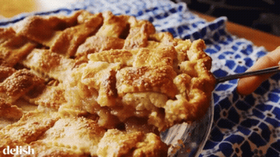 Person Taking Apple Pie Slice With Spoon GIF