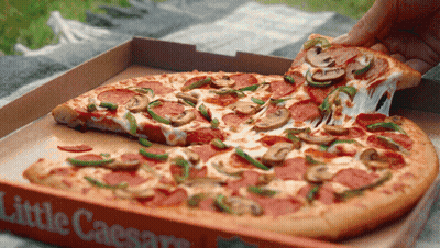 Person Taking Pepperoni Pizza From Little Caesars Box GIF