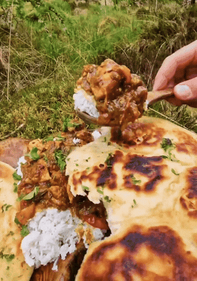 Person Taking Spoonful Of Pizza GIF