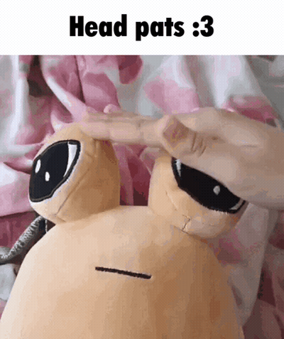 Person Touching Stuffed Animal Head With Head Pats :3 GIF