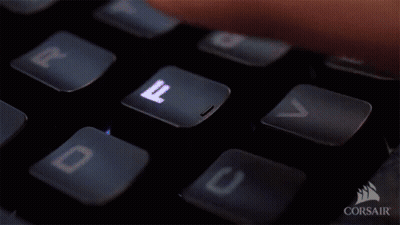 Person Typing Corsair Keyboard With Finger On D Key GIF