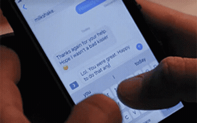 Person Typing On Cell Phone With Mikshake Message GIF
