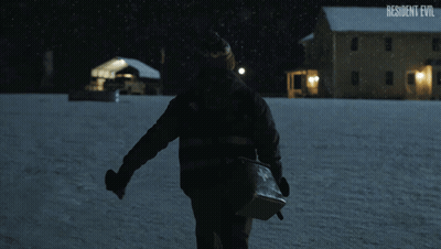 Person Walking In Snow Resident Evil GIF