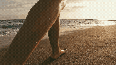 Person Walking On Beach Wet Feet GIF