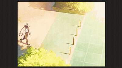 Person Walking On Sidewalk With Tree GIF