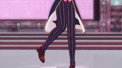 Person Walking On Stage In Striped Pants And Brown Shoes GIF