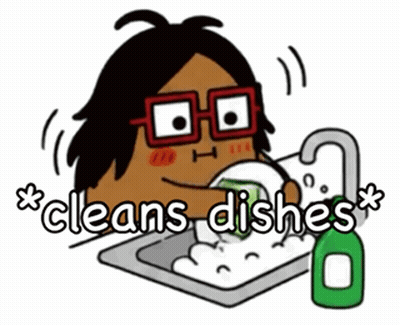 Person Washing Dishes Cleans Dishes GIF