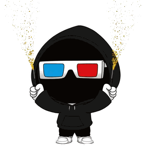 Person Wearing 3D Glasses And Hoodie Sticker