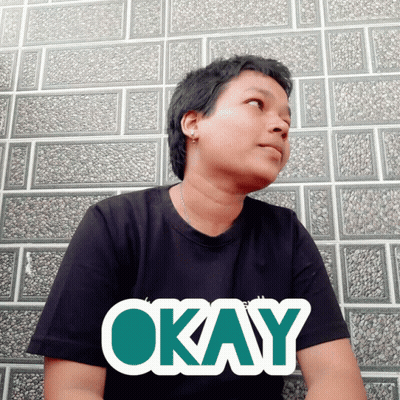Person Wearing Black Okay Shirt GIF
