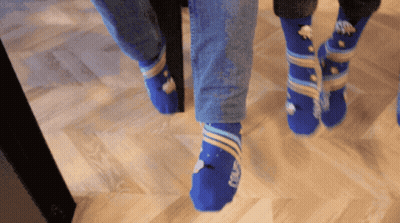 Person Wearing Blue Socks Saying Sheep GIF