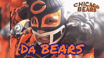Person Wearing Chicago Bears Mask Saying Da Bears GIF