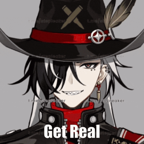 Person Wearing Cowboy Hat Saying Get Real GIF