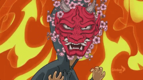 Person Wearing Demon Mask GIF