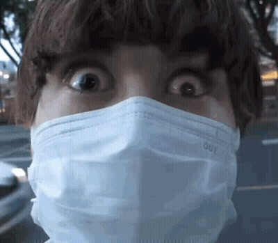 Person Wearing Face Mask Saying Out GIF