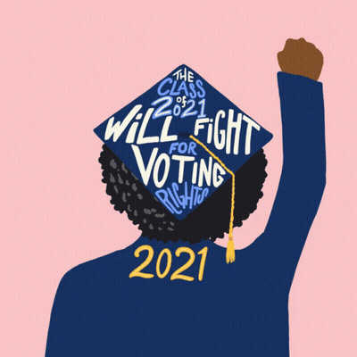 Person Wearing Graduation Cap Will Fight For Voting GIF