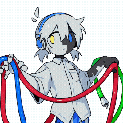 Person Wearing Headphones Holding Wires GIF